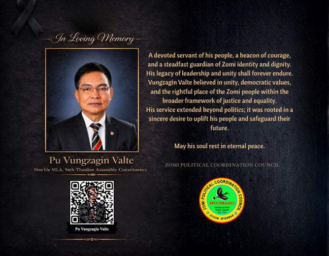 ZPCC Condolence Message on the Passing of Pu Vungzagin Valte